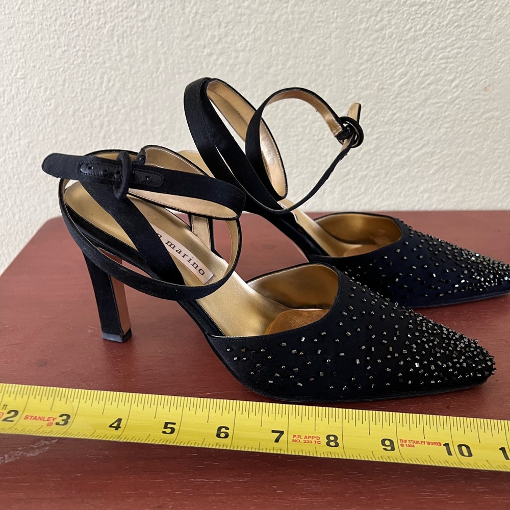 Ann Marino Rhinestones high Heels triple straps missing few rhinestones